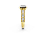 Yellow gold Fancy Black Princess Cut Cut Pave Split Shank Engagement Ring with Four-Prong Setting_2