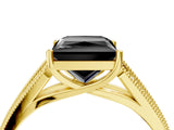 Yellow gold Fancy Black Princess Cut Cut Pave Split Shank Engagement Ring with Four-Prong Setting_4