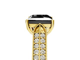 Yellow gold Fancy Black Princess Cut Cut Pave Split Shank Engagement Ring with Four-Prong Setting_5