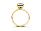 Yellow gold Fancy Black Princess Cut Diamond Brilliant Solitaire Ring with Pavé Band and Four-Prong Setting_15