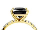 Yellow gold Fancy Black Princess Cut Diamond Brilliant Solitaire Ring with Pavé Band and Four-Prong Setting_16