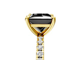 Yellow gold Fancy Black Princess Cut Diamond Brilliant Solitaire Ring with Pavé Band and Four-Prong Setting_17