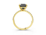 Yellow gold Fancy Black Princess Cut Diamond Brilliant Solitaire Ring with Pavé Band and Four-Prong Setting_3