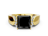 Yellow gold Fancy Black Princess Cut Diamond Channel Set Solitaire Ring with Four-Prong Setting_12