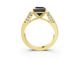 Yellow gold Fancy Black Princess Cut Diamond Channel Set Solitaire Ring with Four-Prong Setting_15