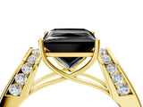 Yellow gold Fancy Black Princess Cut Diamond Channel Set Solitaire Ring with Four-Prong Setting_16