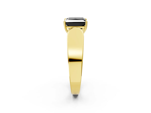 Yellow Gold Princess Cut Channel Set Engagement Ring Setting for Black Center with Wide Band