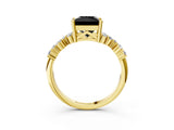 Yellow gold Fancy Black Princess Cut Diamond Cluster Pavé Band with Four-Prong Setting_15