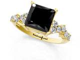 Yellow gold Fancy Black Princess Cut Diamond Cluster Pavé Band with Four-Prong Setting_4