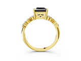 Yellow gold Fancy Black Princess Cut Diamond Cluster Pavé Band with Four-Prong Setting_6