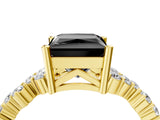 Yellow gold Fancy Black Princess Cut Diamond Cluster Pavé Band with Four-Prong Setting_7
