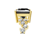 Yellow gold Fancy Black Princess Cut Diamond Cluster Pavé Band with Four-Prong Setting_8