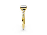 Yellow gold Fancy Black Princess Cut Diamond Cluster Side Stone Solitaire Ring with Prong Setting_26