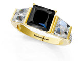 Yellow gold Fancy Black Princess Cut Diamond Engagement Ring with Baguette Side Stones and Channel Set Band_13