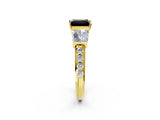 Yellow gold Fancy Black Princess Cut Diamond Engagement Ring with Baguette Side Stones and Channel Set Band_14