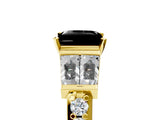 Yellow gold Fancy Black Princess Cut Diamond Engagement Ring with Baguette Side Stones and Channel Set Band_17
