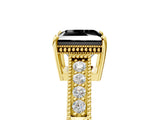 Yellow gold Fancy Black Princess Cut Diamond Engagement Ring with Milgrain Channel Set Band and Prong Setting_5