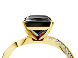 Yellow gold Fancy Black Princess Cut Diamond Engagement Ring with Side Stone Accents and Four-Prong Setting_100