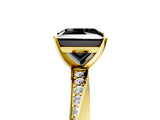 Yellow gold Fancy Black Princess Cut Diamond Engagement Ring with Side Stone Accents and Four-Prong Setting_101