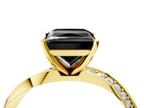 Yellow gold Fancy Black Princess Cut Diamond Engagement Ring with Side Stone Accents and Four-Prong Setting_28