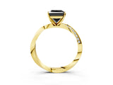 Yellow gold Fancy Black Princess Cut Diamond Engagement Ring with Side Stone Accents and Four-Prong Setting_99