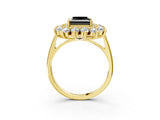Yellow gold Fancy Black Princess Cut Diamond Floral Double Halo Engagement Ring with Prong Setting_27