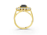 Yellow gold Fancy Black Princess Cut Diamond Floral Double Halo Engagement Ring with Prong Setting_75