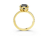 Yellow gold Fancy Black Princess Cut Diamond Halo Pave Band with Four-Prong Setting_6