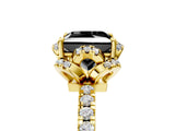 Yellow gold Fancy Black Princess Cut Diamond Halo Pave Band with Four-Prong Setting_8