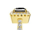 Yellow gold Fancy Black Princess Cut Diamond Halo Ring with Pavé Band and Prong Setting_5