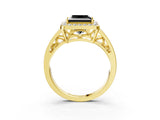 Yellow gold Fancy Black Princess Cut Diamond Halo Ring with Split Shank and Bezel Accents and Prong Setting_3