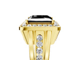 Yellow gold Fancy Black Princess Cut Diamond Halo Ring with Split Shank and Bezel Accents and Prong Setting_5