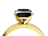 Yellow gold Fancy Black Princess Cut Diamond Milgrain Pavé Engagement Ring with Four-Prong Setting_4