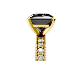 Yellow gold Fancy Black Princess Cut Diamond Milgrain Pavé Engagement Ring with Four-Prong Setting_5