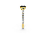 Yellow gold Fancy Black Princess Cut Diamond Pavé Band Solitaire Ring with Prong Setting_14