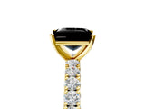 Yellow gold Fancy Black Princess Cut Diamond Pavé Band Solitaire Ring with Prong Setting_17