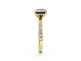 Yellow gold Fancy Black Princess Cut Diamond Pave Band Solitaire Ring with Four-Prong Setting_14