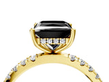 Yellow gold Fancy Black Princess Cut Diamond Pave Band Solitaire Ring with Four-Prong Setting_16