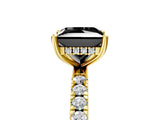 Yellow gold Fancy Black Princess Cut Diamond Pave Band Solitaire Ring with Four-Prong Setting_17