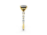 Yellow gold Fancy Black Princess Cut Diamond Prong Set Engagement Ring with Pave Band_2
