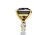 Yellow gold Fancy Black Princess Cut Diamond Prong Set Engagement Ring with Pave Band_5