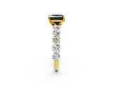 Yellow gold Fancy Black Princess Cut Diamond Prong Setting with Side Stones on a Pave Band_2