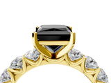 Yellow gold Fancy Black Princess Cut Diamond Prong Setting with Side Stones on a Pave Band_4
