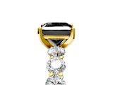 Yellow gold Fancy Black Princess Cut Diamond Prong Setting with Side Stones on a Pave Band_5