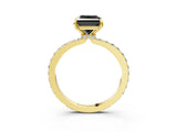 Yellow gold Fancy Black Princess Cut Diamond Ring with Pavé Band and Four-Prong Setting_3