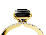 Yellow gold Fancy Black Princess Cut Diamond Ring with Pavé Band and Four-Prong Setting_4