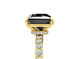 Yellow gold Fancy Black Princess Cut Diamond Ring with Pavé Band and Four-Prong Setting_5