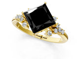 Yellow gold Fancy Black Princess Cut Diamond Ring with Side Stones and Four-Prong Setting_37