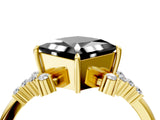 Yellow gold Fancy Black Princess Cut Diamond Ring with Side Stones and Four-Prong Setting_40