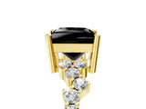 Yellow gold Fancy Black Princess Cut Diamond Scattered Round Accent Ring with Prong Setting_17